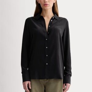 Everlane Black Button-Up 100% Silk Shirt - Size 2